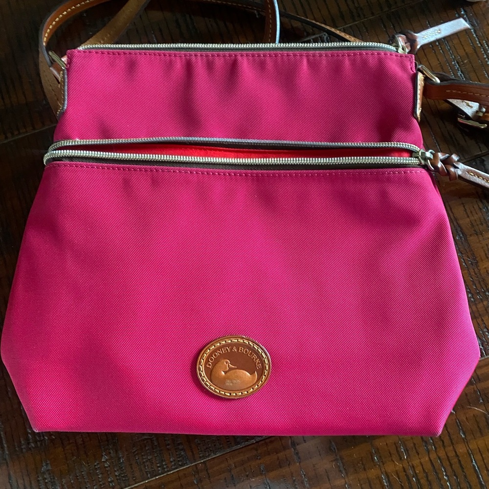 Bright pink Dooney crossbody